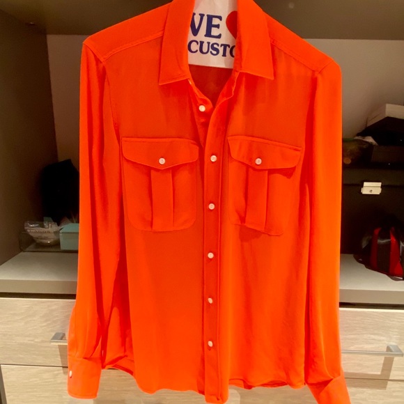 Polo Ralph Lauren Tops - Polo RL Neon Orange Button Down Long Sleeve Blouse